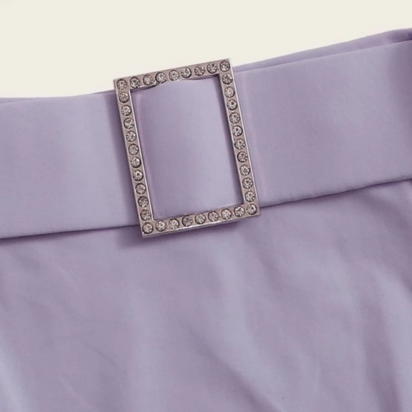 NEW PURPLE SWIM SUIT WITH CRYSTAL BELT SIZE MEDIUM - Picture 4 of 7